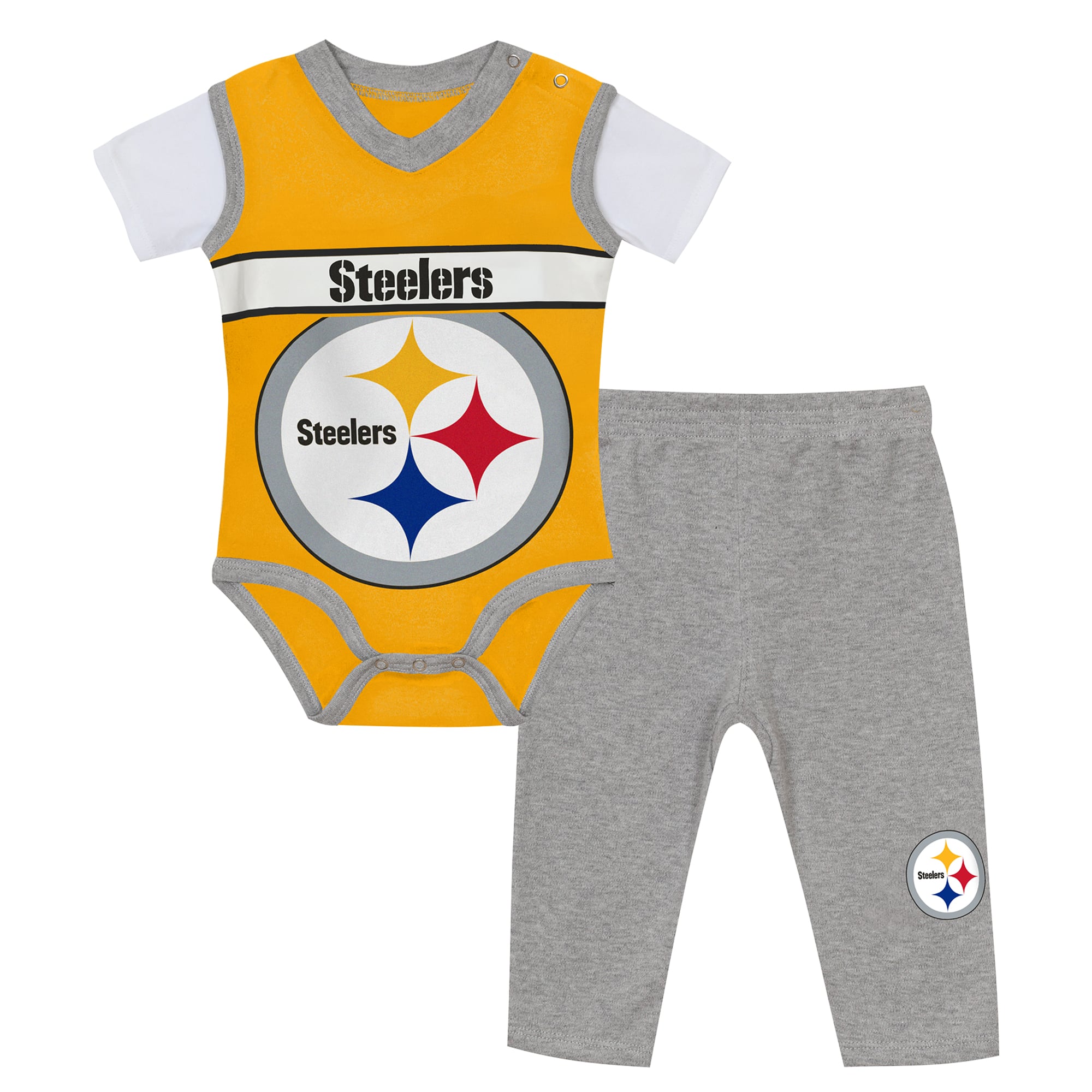Ensemble body et pantalon deux pièces pour bébé Outerstuff or/gris chiné Pittsburgh Steelers
